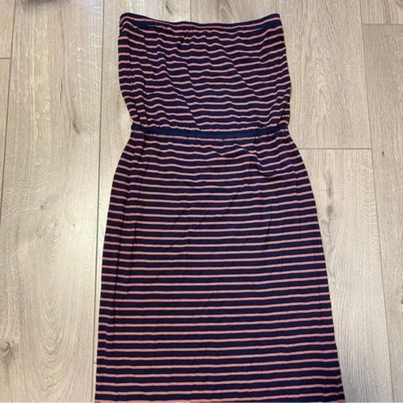 Madewell Navy red Striped Weekend Strapless Maxi Dress small size - Picture 6 of 8